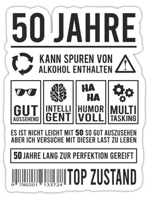 Produktbild von Spreadshirt Lustiges 50. Geburtstag Design Sticker Aufkleber, 10 x 10 cm, Mattweiß