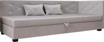 Produktbild von AURA SOFA  Boxspringbett  OLET PLUS 80x195 Komplett-Set mit Bonell Matratze, Polsterbett mit Bettkästen -  Grau, MONOLITH 84
