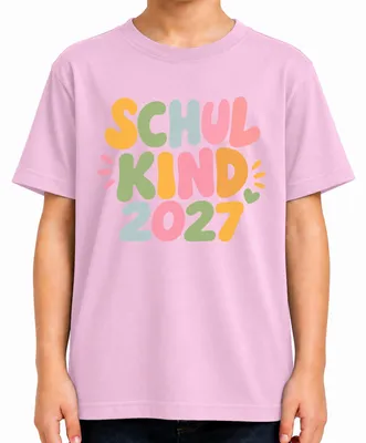 Produktbild von Schulkind 2027 Einschulung Mädchen Junge Boho Retro Schulanfang Kinder T-Shirt, Pink, 140