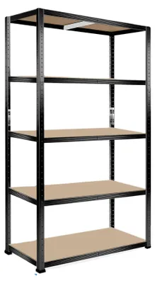 Obrázok produktu pre Kovový regál, 5-úrovňový, nosnosť 1000 kg, čierna farba, rozmer 70 x 30 cm