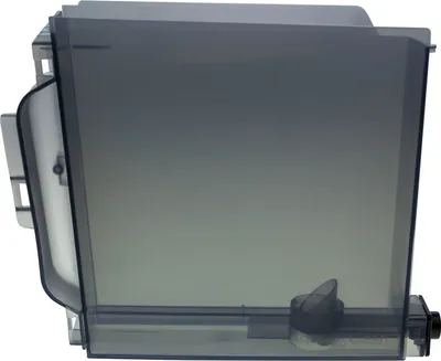 A transparent gray water tank for a coffee machine, shown from the side.