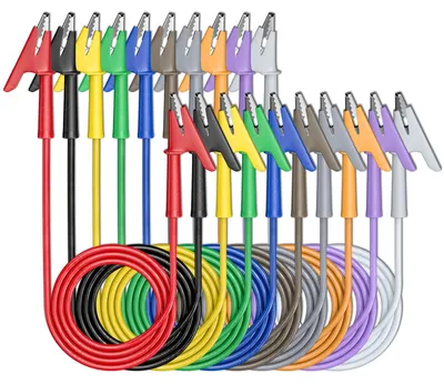 Krokodilklemmen-Testkabelset, 10 Stück, 1 m, 1000 V/15 A