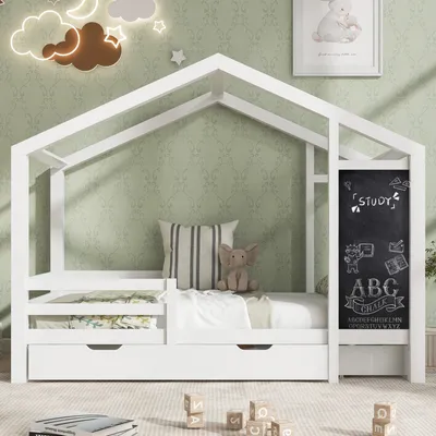 Immagine prodotto di Letto a casetta per bambini - Letto a soppalco - Letto per bambini - Letto per neonati - Letto per ragazzi - Struttura in legno massello - 90x200 cm