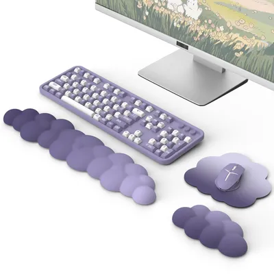 Image de Support de poignet MoKo pour clavier et souris, avec tapis de souris, couleur violet