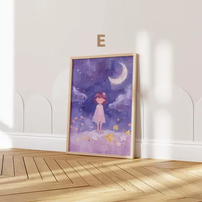 Produktbild von Mädchen Kinderzimmer Poster · Geschenkidee · Märchenhafte Illustration mit Einhorn und Katzen · Kinderzimmer Deko · Dekoprint ohne Rahmen · Motiv E · 60 × 90 cm