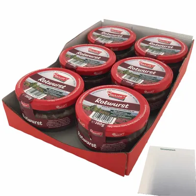 Produktbild von Müller's Rotwurst 6er Pack (6x160g Glas) + usy Block