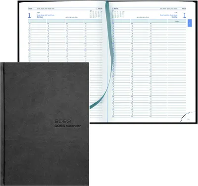 Productafbeelding van GÜSS 58064 Planningsboek, praktijk-timer, 21 x 29,7 cm, 1 dag per pagina, 2 pagina's per dag, zwart