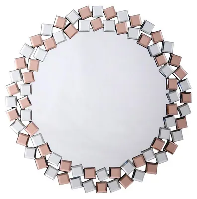 Imagen del producto de Espejo de Pared Redondo Mosaico en Plata y Rosé