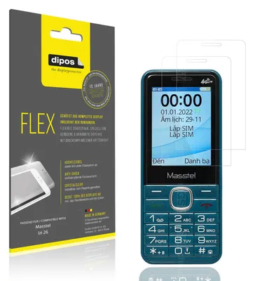 Produktbild von 2x Schutzfolie für Masstel Izi 26 Folie, 100% Displayabdeckung, dipos Flex