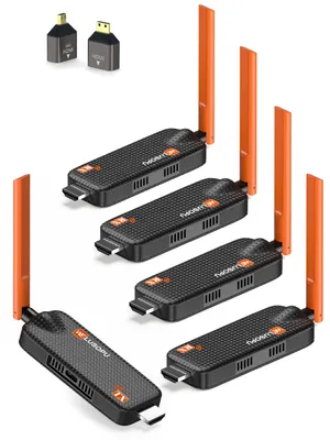 Immagine prodotto di Trasmettitore HDMI wireless e 4 ricevitori | Ingresso 4K, fino a 6 schermi