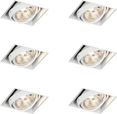 Produktbild von QAZQA - Set mit 6 Einbaustrahlern weiß GU10 AR70 Trimless - Oneon I Wohnzimmer I Schlafzimmer - Stahl - LED geeignet GU10