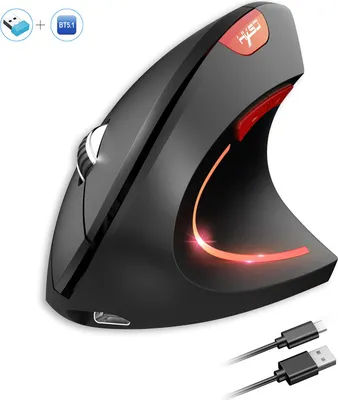Zdjęcie produktu dla Ergonomiczna bezprzewodowa mysz pionowa 2.4 G+BT5.1 Połączenie w dwóch trybach 2400DPI Cicha konstrukcja Czarny