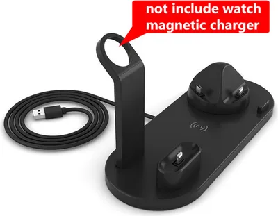 Image de Chargeur sans fil 4-en-1 10W charge rapide pour Apple Watch 5 4 3 Airpods Pro Station Dock pour iPhone 11 XS XR X 8 noir
