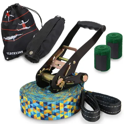 Obrázok produktu pre Sada na slackline ALPIDEX, 15 m, vrátane ochrannej podložky pre stromy a ochrannej krytky pre ratraky, vhodná pre deti, začiatočníkov a pokročilých.
*Podrobnosti o záruke nájdete na našej webovej stránke