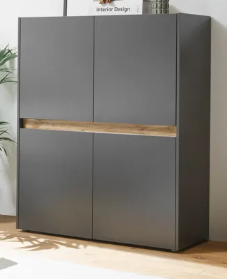 Produktbild von Büroschrank Center matt grau und Wotan Eiche, Büro Kommode 4-türig 100 x 122 cm