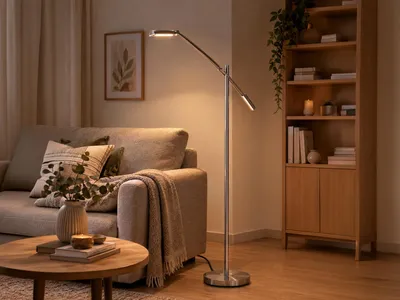 Produktbild von Dimmbare LED Stehleuchte schwenkbar, Höhe 126cm, Silber