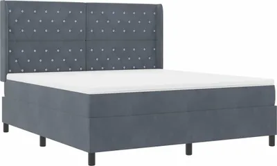 Imagen del producto de Cama con somier y colchón, con iluminación LED, color gris oscuro, 180 x 200 cm, tapizada en terciopelo