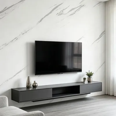 Immagine prodotto di Pellicola decorativa in PVC autoadesiva, dimensioni 500 x 61 cm, effetto marmo bianco, resistente all'acqua, ideale per mobili