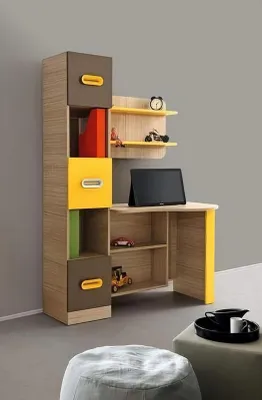 Produktbild von Modernes Schreibtisch Design Regale Farbakzente Gelb Braun Büro Möbel Funktional