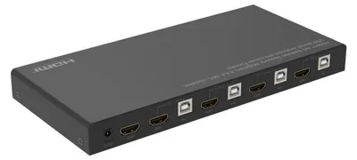 Image de MicroConnect - Commutateur KVM / vidéo / audio - 4 x KVM / vidéo / audio - 1 utilisateur local - Ordinateur de bureau (MC-HDMIKVM0401-4K)