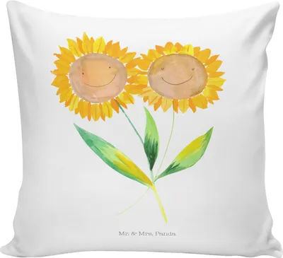 Produktbild von Mr. & Mrs. Panda kuschelkissen 40x40 Blume Sonnenblume - Weiß - Geschenk, Freundin, Kissen, Dekokissen, Blumen, Sonnenblumen, Beste, Lieblingsmensch, Kuschel, Sofa
