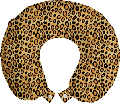 Produktbild von ABAKUHAUS Leopard-Druck Reisekissen Nackenstütze, Wilde Feline Tile, Schaumstoff Reiseartikel für Flugzeug und Auto, 30x30 cm, Orange Schwarz