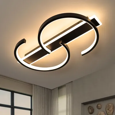 Produktbild von Dimmbare LED-Deckenleuchte Schwarz 45W - 2 Ringe mit Fernbedienung
