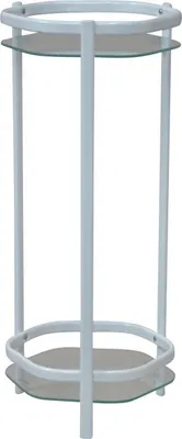 Produktbild von Metall Blumenständer, Weiß pulverbeschichtet, mit 2 Glasplatten, Höhe 66 cm