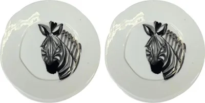 Produktbild von 2er Set Speiseteller, Essteller SAFARI Zebra D. 27cm schwarz weiß Virginia Casa