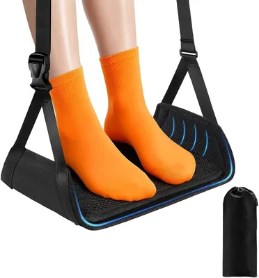 Zdjęcie produktu dla Podnóżek regulowany 45 do 70 cm, 40 kg, pianka pamięciowa i bambus, do biura