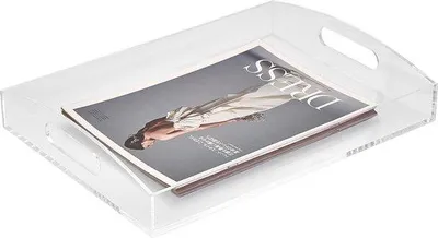 Immagine prodotto di Vassoio rettangolare in acrilico 38x28 cm trasparente con manici