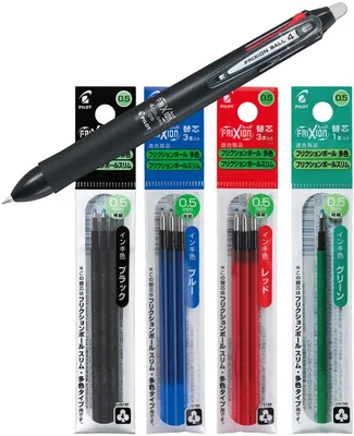 Produktbild von Pilot FriXion Ball 2268001 Tintenroller, 4 Farben, 0.5 mm, schwarz (Stift + Ersatzmine)