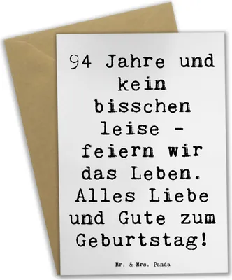 Produktbild von Mr. & Mrs. Panda Grußkarte Spruch 94. Geburtstag - Weiß - Geschenk, Klappkarte, Grußkarten, osterkarte, resilientes Leben, einladungskarten, Weisheit ehren, unvergesslich