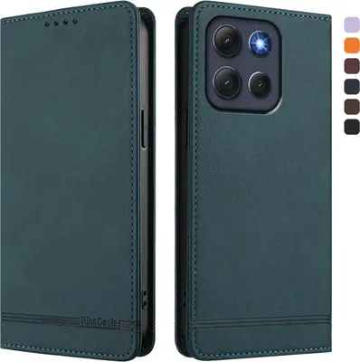 Produktbild von Hülle für Motorola Moto G86, Retro Kunstleder Ständer Klapphülle mit Kartenfächer und Magnetische Grün