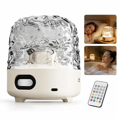 Produktbild von Duschlicht LED Wasserwellenlicht mit Bluetooth Lautsprecher, 16 Farben RGB Projektor für Badezimmer, kabellose wiederaufladbare Wellness Lampe mit Fernbedienung