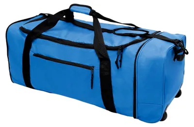 Produktbild von Faltbare Reisetasche mit Rollen für Damen und Herren, großer Weekender als Trolley nutzbar, leichte und platzsparende Gepäcktasche für Kurztrips und Urlaub in Blau