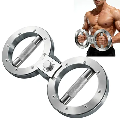 Produktbild von Unterarm- und Griffkrafttrainer - Rotationsgerät - Einstellbarer Widerstand 3,6–6,8 kg - 360° Rotation - Für Zuhause und Fitnessstudio - Silber