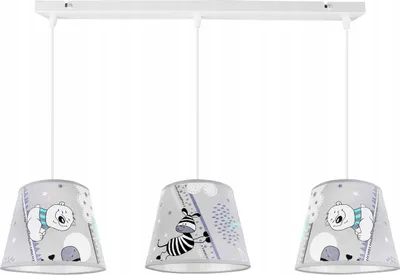 Produktbild von Hängelampe für Kinderzimmer - Deckenlampe - Pendelleuchte aus Metall mit Lampenschirm - Klassisch 3-Flammig, Grau und Blau, Ladybird