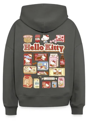 Produktbild von Spreadshirt Hello Kitty Snack Collage Frauen Boxy Organic Hoodie, S, Anthrazit