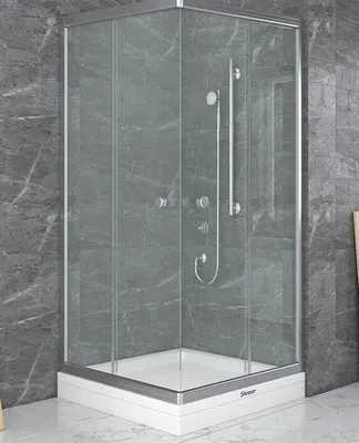 Produktbild von Duschkabine Eckeinstieg 75x75cm,4mm Eckdusche Schiebetür 180cm Doppel Duschtür ESG Glas Dusche