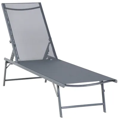 Produktbild von Casma Sonnenliege Gartenliege Liegestuhl Relaxliege Stahl Polyester Grau