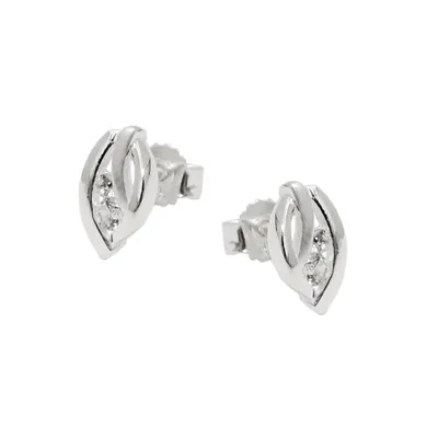 Produktbild von Ohrstecker Ohrring 9x5mm Blatt matt-glänzend mit Zirkonias Silber 925 silber 9x5mm