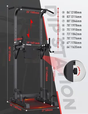Obrázek produktu pro Multifunkční hrazda – posilovací stanice – zařízení pro kliky – nastavitelná – nosnost 300 kg – černá