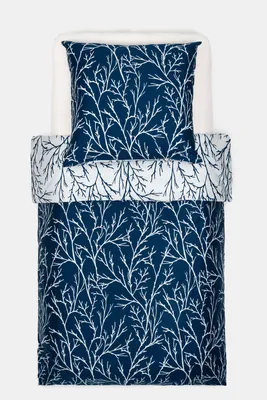 Produktbild von Brielle Mako Satin Wendebetwäsche Set 100 % Baumwolle/Fadenzahl 220  mit Reißverschluss 2-teilig Deckenbezug 135 x 200 cm Kissenbezug 80x80 cm Dunkelblau-Grau