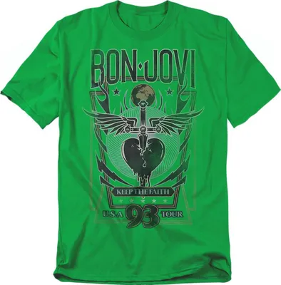 Obrázok produktu pre Bon Jovi - Tričko "Keep The Faith" pre mužov/dámy Uni TV20687 (XL) (Irish Green)