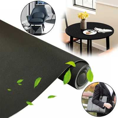 Produktbild von Leder Reparatur Set Schwarz, Kunstleder Selbstklebend, Lederflicken Selbstklebend, Kunstleder Reparaturset, Autositze, Jacken, Handtaschen