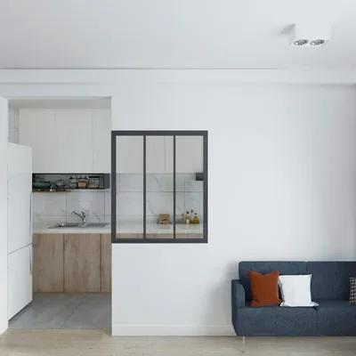 Produktbild von inova Innenfenster 930 x 1080 mm, 3-teilig, Stahlrahmen Schwarz, Klarglas, Loftstil