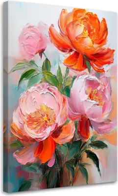 Produktbild von Leinwandbild Pfingstrosen Rosa Blumen Natur 70x100 Feeby Rosa bild für die wand bereit zum aufhängen