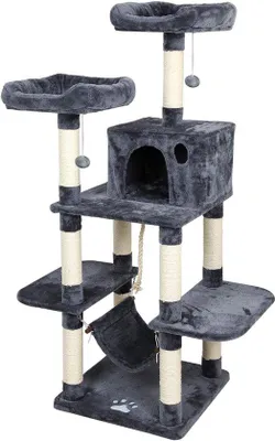 Produktbild von Katzenbaum mit Hangmatte - 145 cm - Grau
