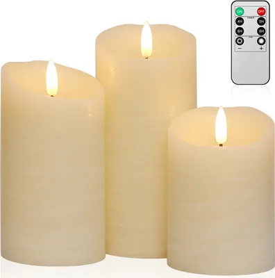 Produktbild von LED-Kerzen, flammenlose Kerzen, flammenloses kerzenlichter, LED-Flammen-Fernbedienung mit Timer-Funktion, Weiß